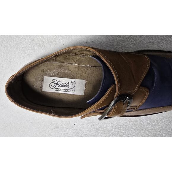 Fratelli Footwear Mens Tan/Blue Leather Wingtip Monk Strap Dress Shoes Sz US 9.5 Fratelli Footwear Mens Tan/Blue Leather Wingtip Monk Strap  main image 3